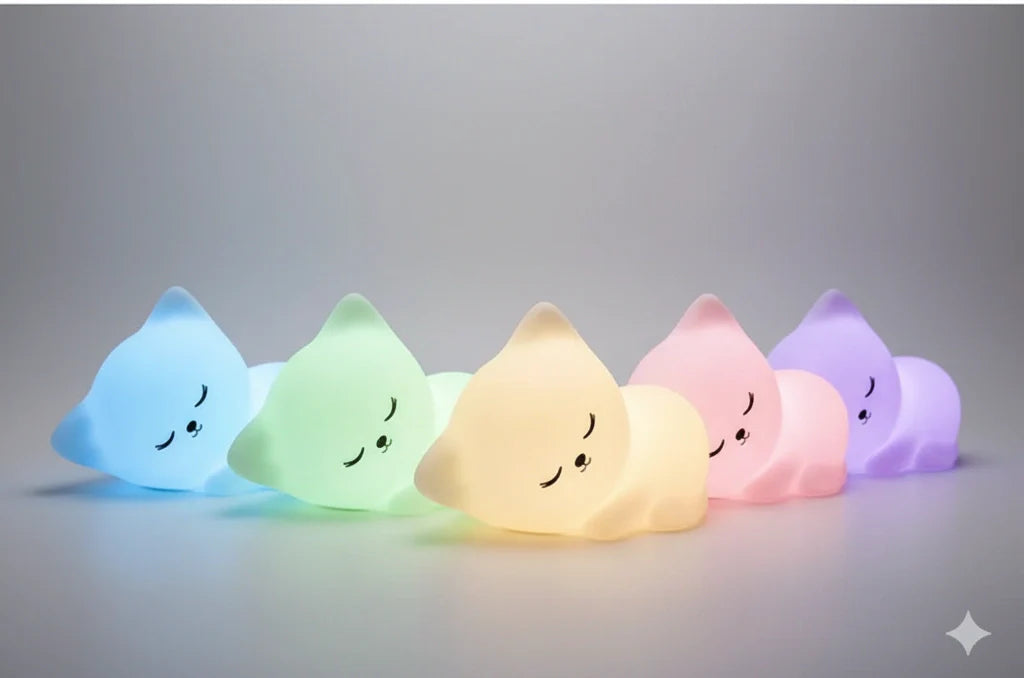 Veilleuse Led Chat en Silicone 7 Couleurs