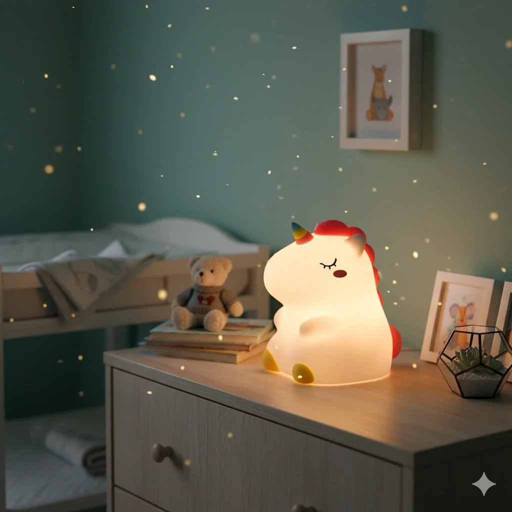 Petite Veilleuse Licorne Rechargeable en Silicone