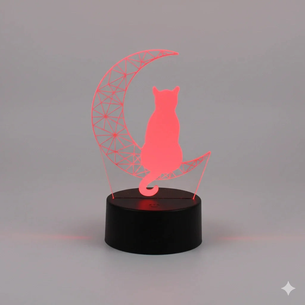 Veilleuse 3D Chat 7 Couleurs