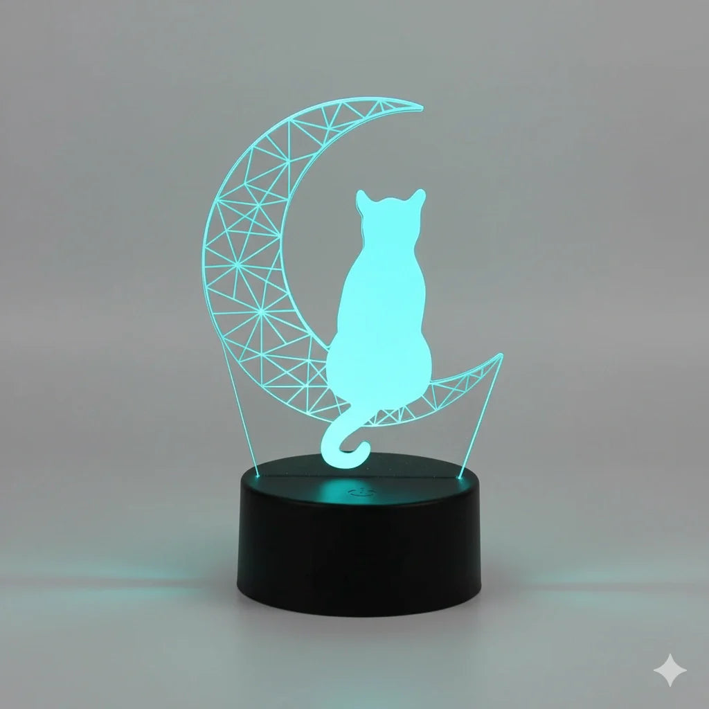 Veilleuse 3D Chat 7 Couleurs