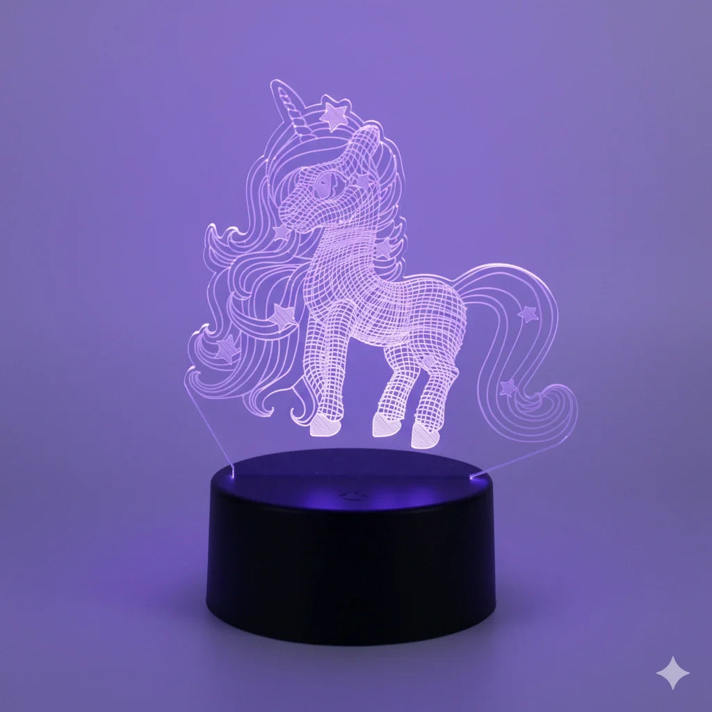 Grande Veilleuse Licorne 3D 16 Couleurs avec Télécommande
