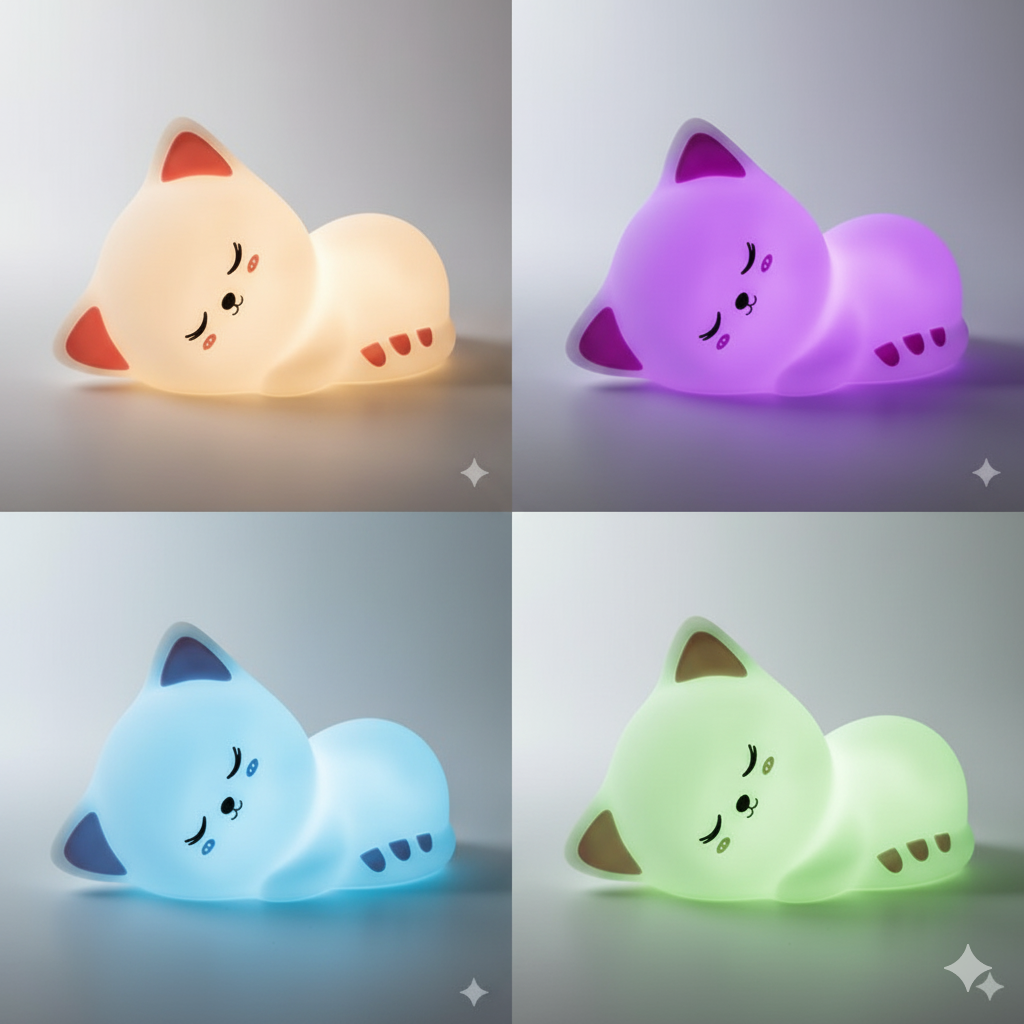 Veilleuse Chat Silicone 7 Couleurs