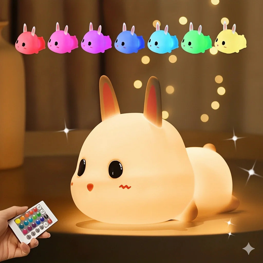 Doudou Lapin Veilleuse en Silicone 7 Couleurs