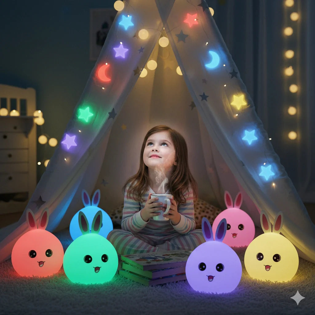 Veilleuse en Forme de Lapin en Silicone 7 Couleurs