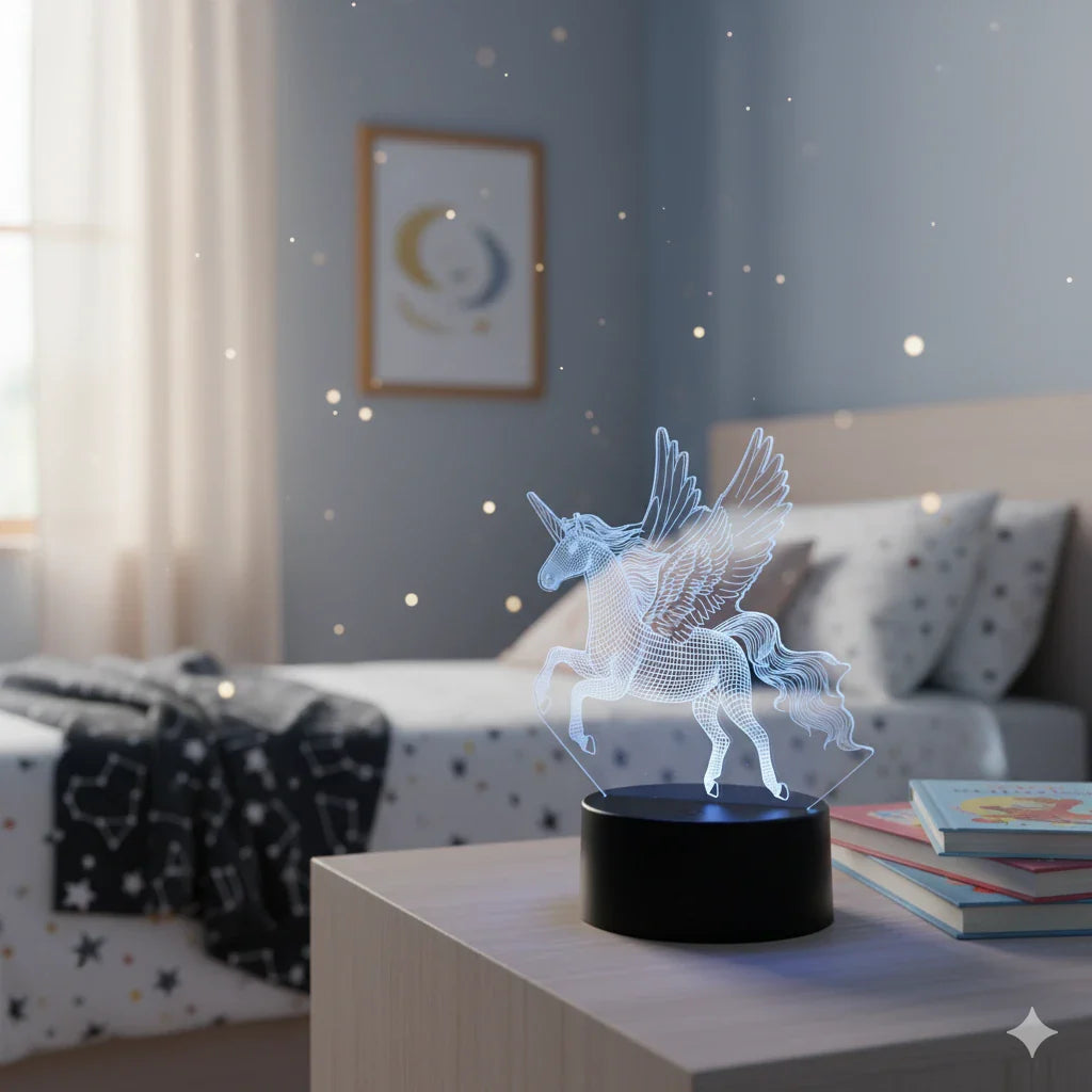 Grosse Veilleuse Licorne 3D 16 Couleurs avec Télécommande