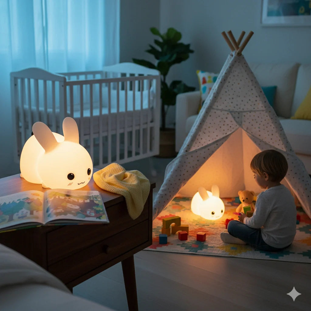 Lampe Lapin Veilleuse en Silicone avec Télécommande