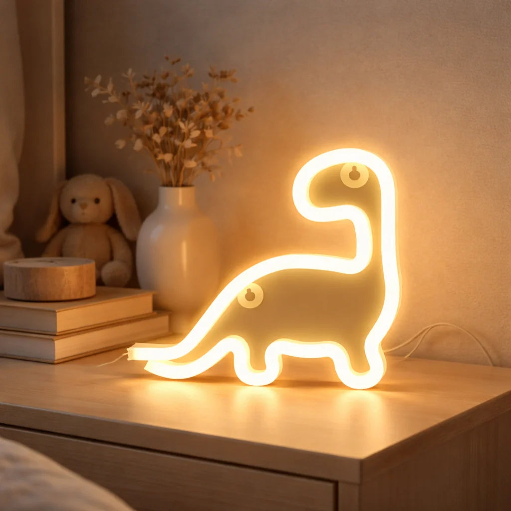 Panneau Veilleuse Fluo En Forme De Dinosaure
