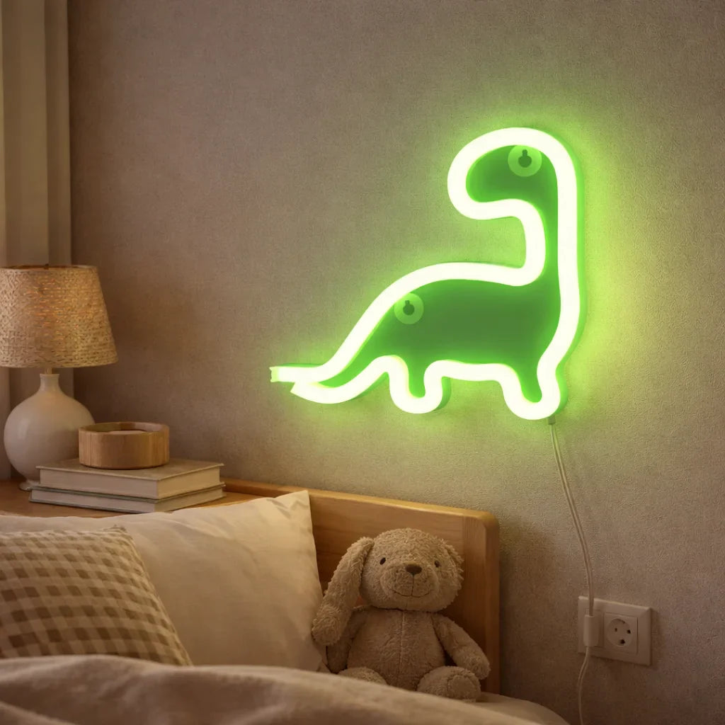 Panneau Veilleuse Fluo En Forme De Dinosaure
