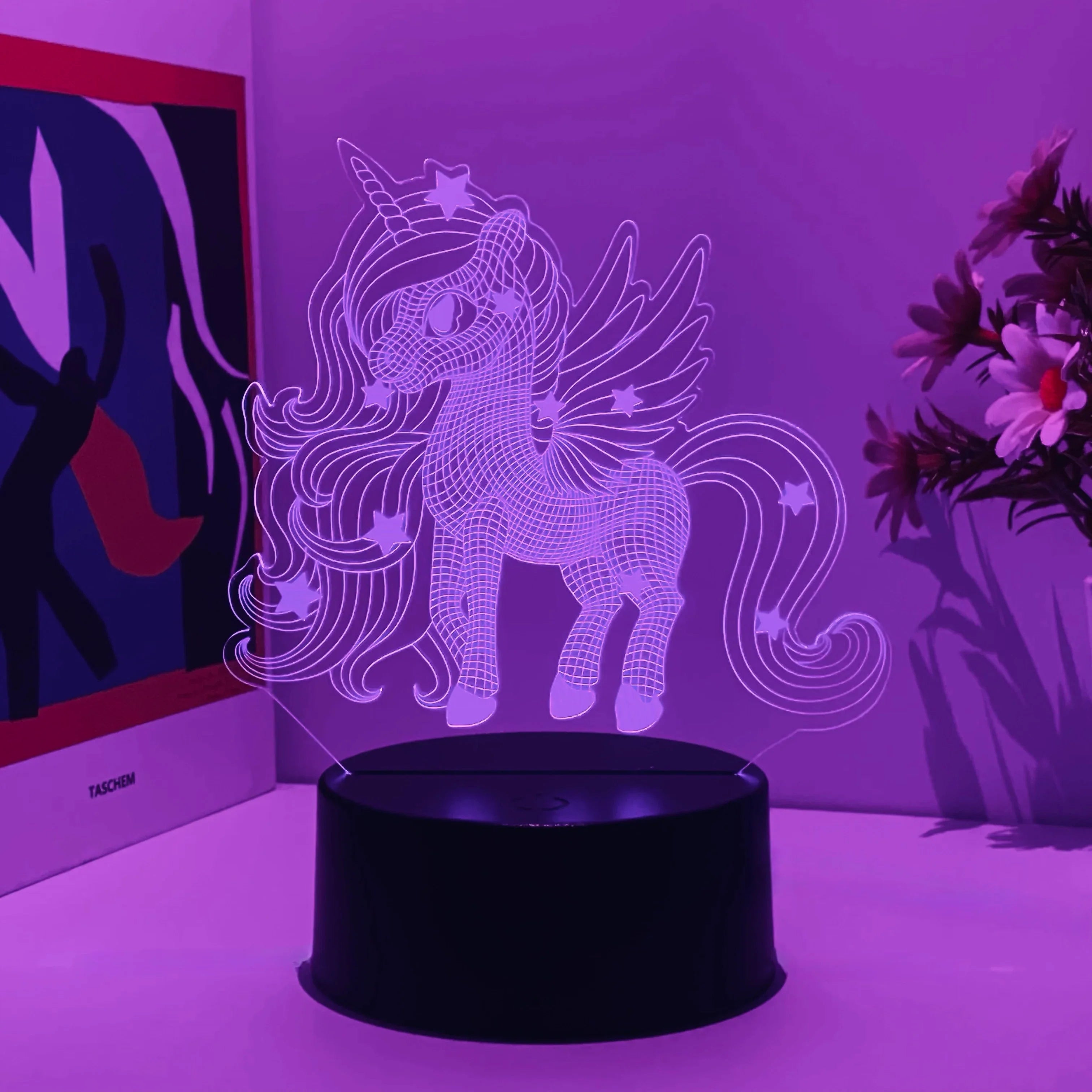 Licorne Veilleuse 3D 7 Couleurs en Acrylique