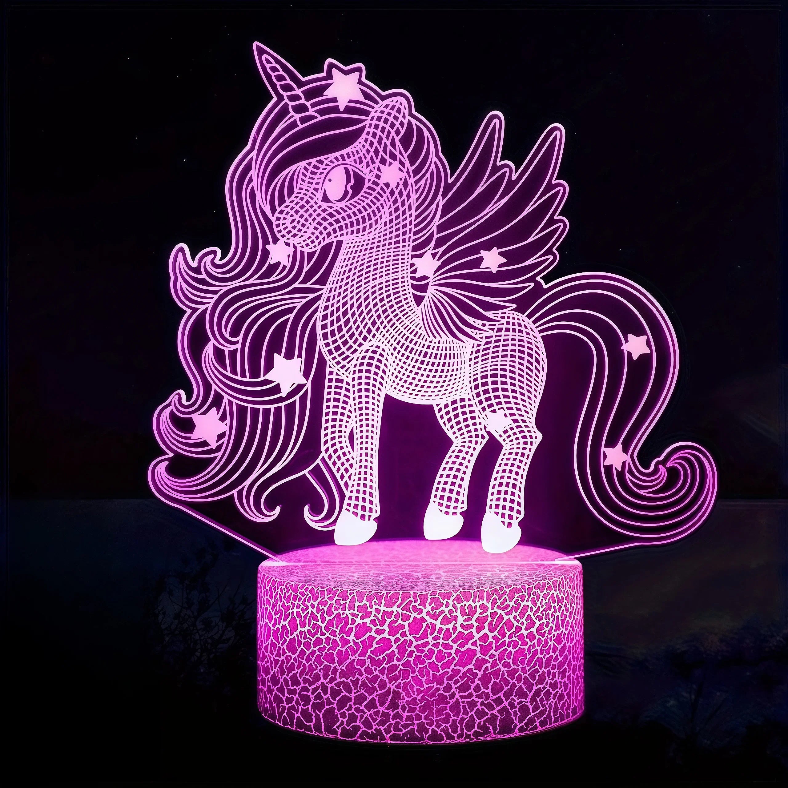 Licorne Veilleuse 3D 7 Couleurs en Acrylique