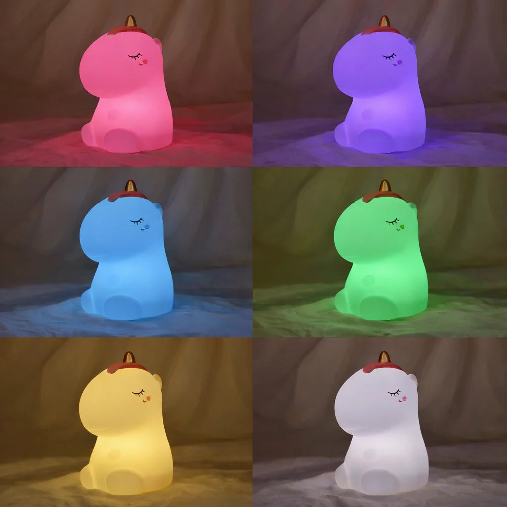 Veilleuse Colorée Licorne LED, En Silicone, Rechargeable Par USB