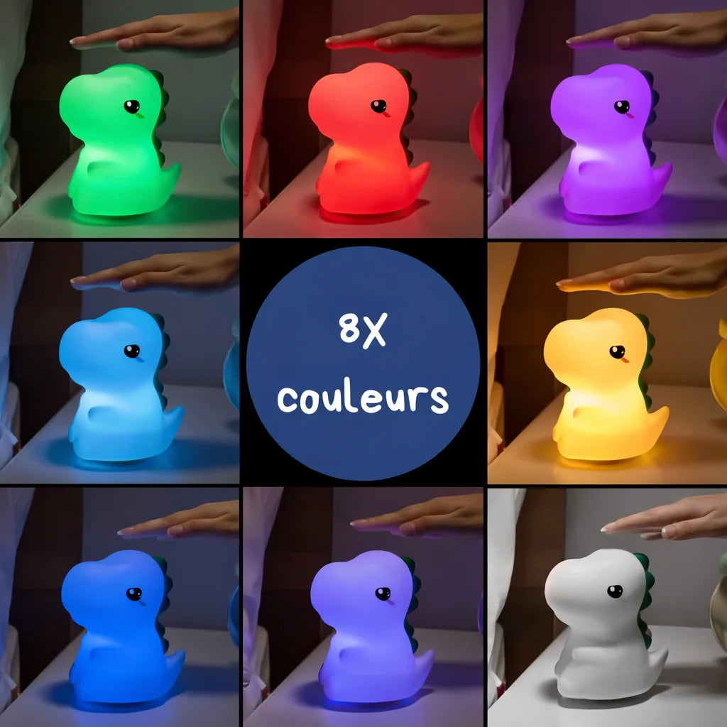 Veilleuse Dinosaure En Silicone 7 Couleurs