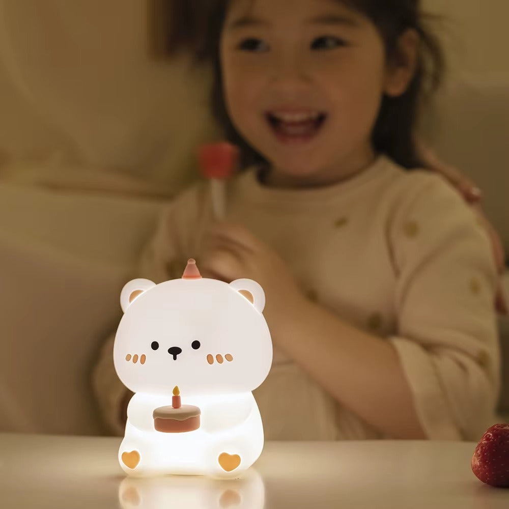 Ourson Lumineux Veilleuse Anniversaire En Silicone