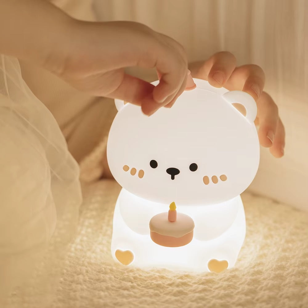 Ourson Lumineux Veilleuse Anniversaire En Silicone
